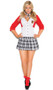 Dean List Diva costume includes dress with attached jacket and matching neck piece. Two piece set.