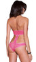 Floral stretch lace strapless teddy with open back.