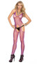 Fishnet suspender bodystocking with halter neck and open crotch.