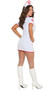 Head Nurse costume includes zip front mini dress and head piece. Two piece set.