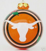 Texas Longhorns Glass Ball Christmas Ornament