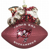 Tampa Bay Buccaneers 5 1/2" Peggy Abrams Glass Football Ornament