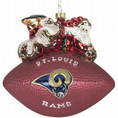 St. Louis Rams 5 1/2" Peggy Abrams Glass Football Ornament