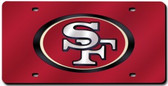 San Francisco 49ers Laser Cut Red License Plate