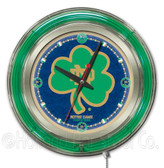 Notre Dame Fighting Irish Shamrock Neon Clock