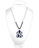 New York Yankees Mardi Gras Beads with Medallion