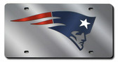 New England Patriots Laser Cut Silver License Plate