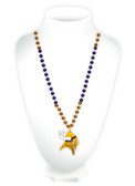 Minnesota Vikings Mardi Gras Beads with Medallion