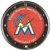 Miami Marlins Round Chrome Wall Clock