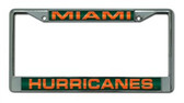 Miami Hurricanes Laser Cut Chrome License Plate Frame