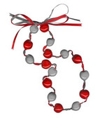 Lucky Kukui Nuts Necklace - Red/Silver