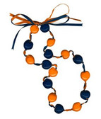 Lucky Kukui Nuts Necklace - Navy/Orange