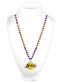 Los Angeles Lakers Mardi Gras Beads with Medallion