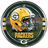 Green Bay Packers Round Chrome Wall Clock