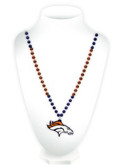 Denver Broncos Mardi Gras Beads with Medallion