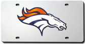 Denver Broncos Laser Cut Silver License Plate