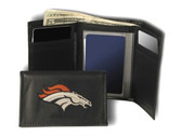 Denver Broncos Embroidered Leather Tri-Fold Wallet