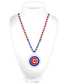 Chicago Cubs Mardi Gras Beads with Medallion