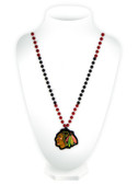Chicago Blackhawks Mardi Gras Beads with Medallion