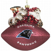 Carolina Panthers 5 1/2" Peggy Abrams Glass Football Ornament