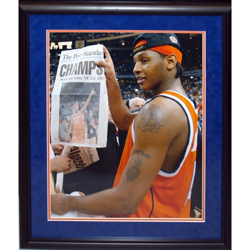 Carmelo Anthony 8414 Framed Unsigned Syracuse Holding Champs Paper