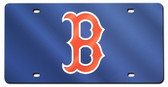 Boston Red Sox Laser Cut Red License Plate - Blue with Hat Logo