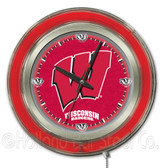 Wisconsin Badgers W Logo Neon Clock