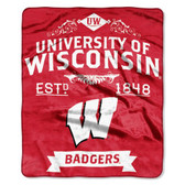 Wisconsin Badgers 50"x60" Royal Plush Raschel Throw Blanket -  Label Design