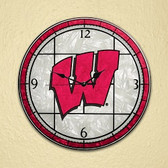 Wisconsin Badgers 12" Art Glass Clock