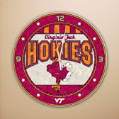 Virginia Tech Hokies 12" Art Glass Clock