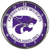 Kansas State Wildcats Round Chrome Wall Clock