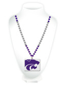 Kansas State Wildcats Mardi Gras Beads with Medallion