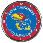 Kansas Jayhawks Round Chrome Wall Clock