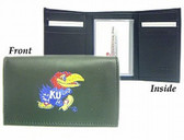 Kansas Jayhawks Embroidered Leather Tri-Fold Wallet