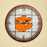 Clemson Tigers 12" Art Glass Clock