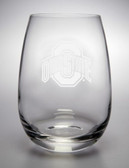 Ohio State Buckeyes Deep Etched Stemless Red Wine Glass