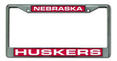 Nebraska Huskers Laser Cut Chrome License Plate Frame