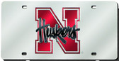 Nebraska Cornhuskers Laser Cut Silver License Plate