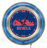 Mississippi Rebels Neon Clock