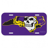 East Carolina Pirates Plastic License Plate - Pirate/State Logo