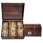 Texas Longhorn Bull Capitol Decanter Chest Set