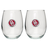 Oklahoma Sooners Stemless Wine Glass (Set of 2)