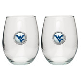 West Virginia Mountaineers Stemless Wine Glass (Set of 2)