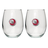 Arkansas Razorbacks Helmet Logo Stemless Wine Glass (Set of 2)