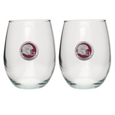 Mississippi State Bulldogs Helmet Logo Stemless Wine Glass (Set of 2)