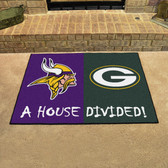 Minnesota Vikings/Green Bay Packers House Divided Rugs 33.75"x42.5"