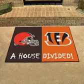 Cincinnati Bengals - Cleveland Browns House Divided Rugs 33.75"x42.5"