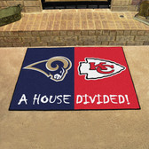 St. Louis Rams - Kansas City Chiefs House Divided Rugs 33.75"x42.5"
