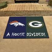 NFL Broncos / Packers House Divided Rug 33.75"x42.5"