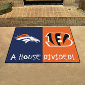 Denver Broncos/Cincinnati Bengals House Divided Rugs 33.75"x42.5"